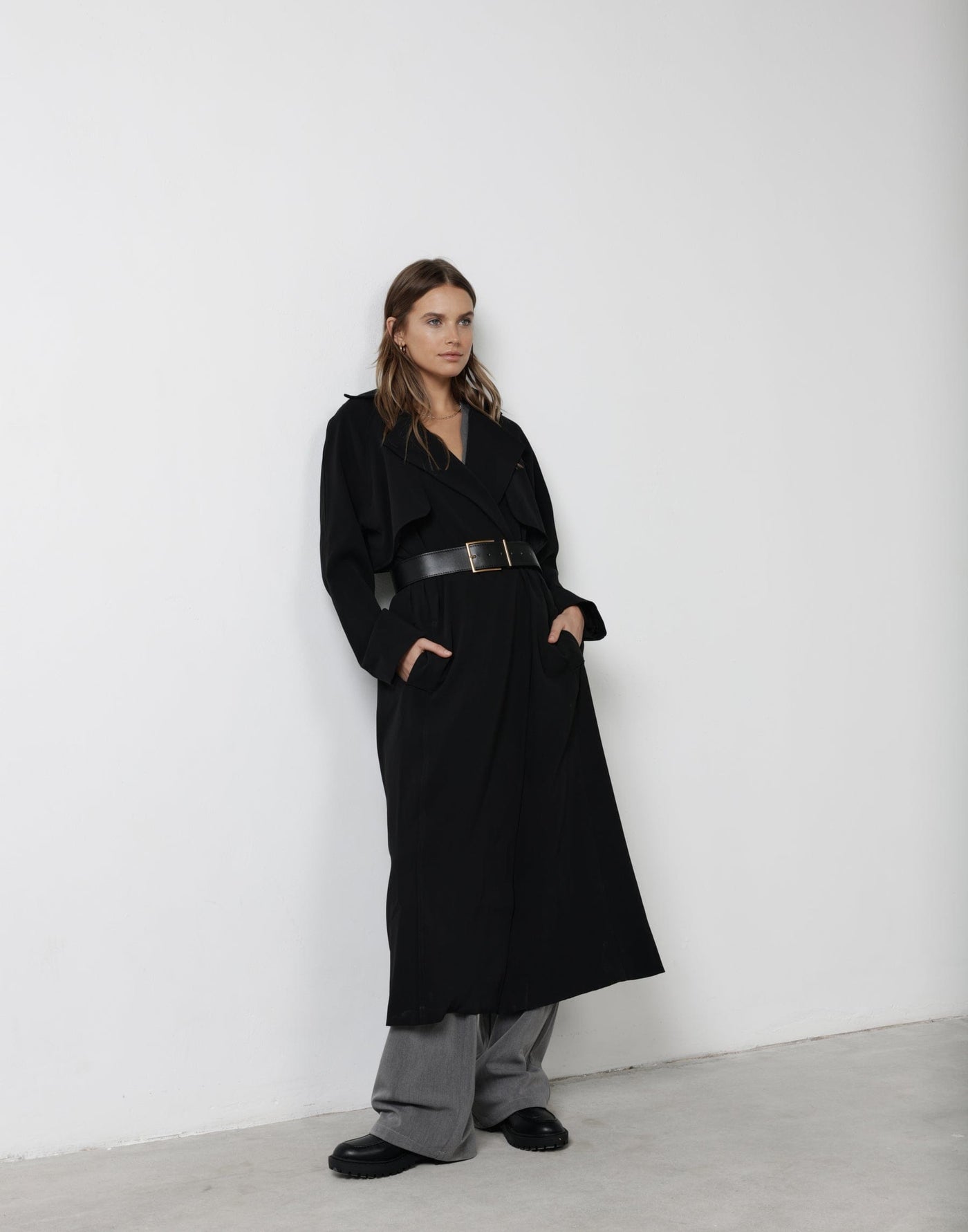Zander Trench Coat (Black) - Black Trench Coat - Women's Outerwear - Charcoal Clothing