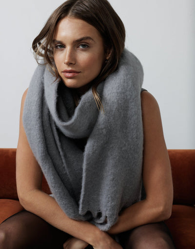 Zara Scarf (Concrete Grey) - Grey Scarf - Women's Accessories - Charcoal Clothing