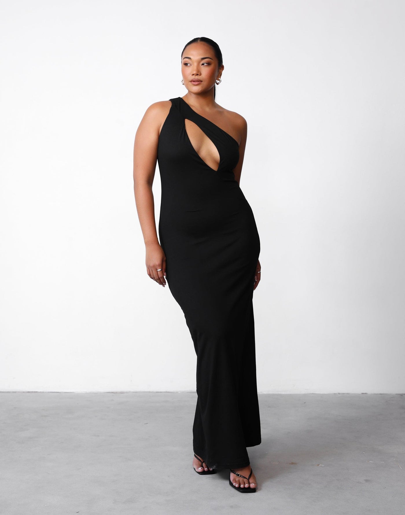 Karlie Maxi Dress (Black) | Charcoal Clothing Exclusive - Cut-Out Detail Bodycon Maxi Dress - Women's Dress - Charcoal Clothing