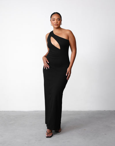 Karlie Maxi Dress (Black) | Charcoal Clothing Exclusive - Cut-Out Detail Bodycon Maxi Dress - Women's Dress - Charcoal Clothing