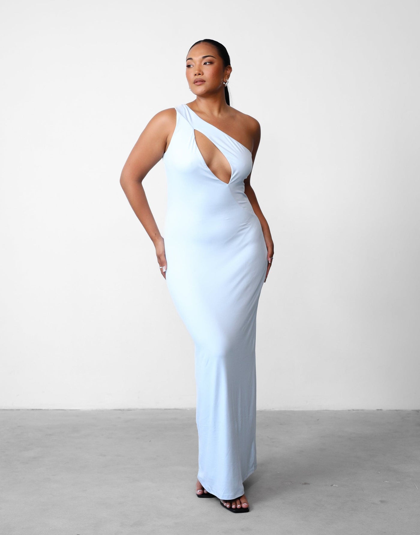 Karlie Maxi Dress (Ice Blue) | Charcoal Clothing Exclusive - Cut-Out Detail Bodycon Maxi Dress - Women's Dress - Charcoal Clothing