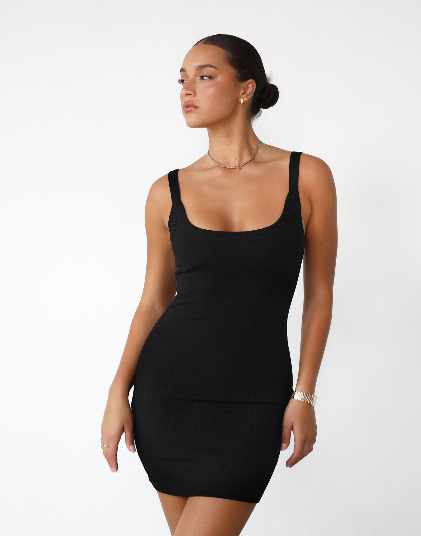 Skyler Mini Dress (Black) - Ribbed Tank Style Mini Dress - Women's Dress - Charcoal Clothing