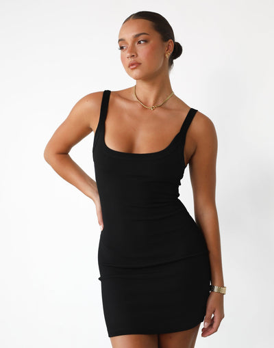 Skyler Mini Dress (Black) - Ribbed Tank Style Mini Dress - Women's Dress - Charcoal Clothing