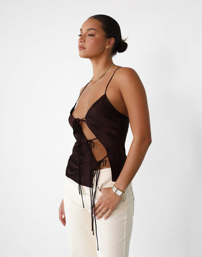 Mariah Cami (Garnet) - By Lioness - Diagonal Tie Up Cut Out Top - Women's Top - Charcoal Clothing