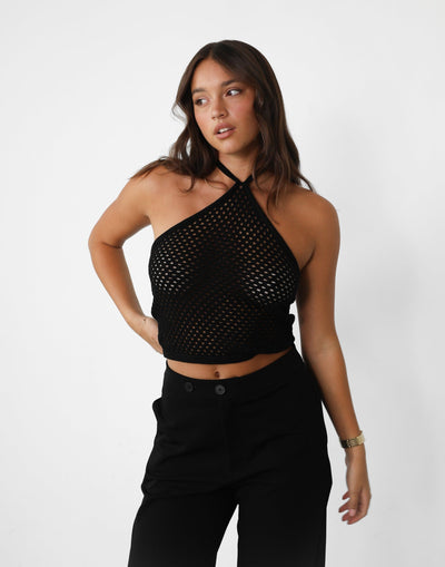 Prestine Top (Black) | Sheer Crochet Top - Women's Top - Charcoal Clothing
