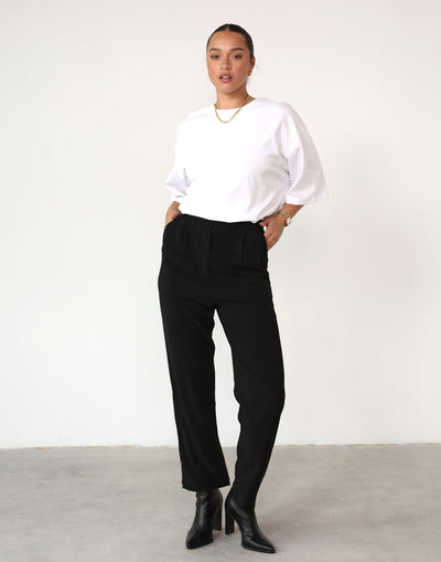 Joanne Pants (Black) - Black High Waisted Business Pant - Women's Pants - Charcoal Clothing