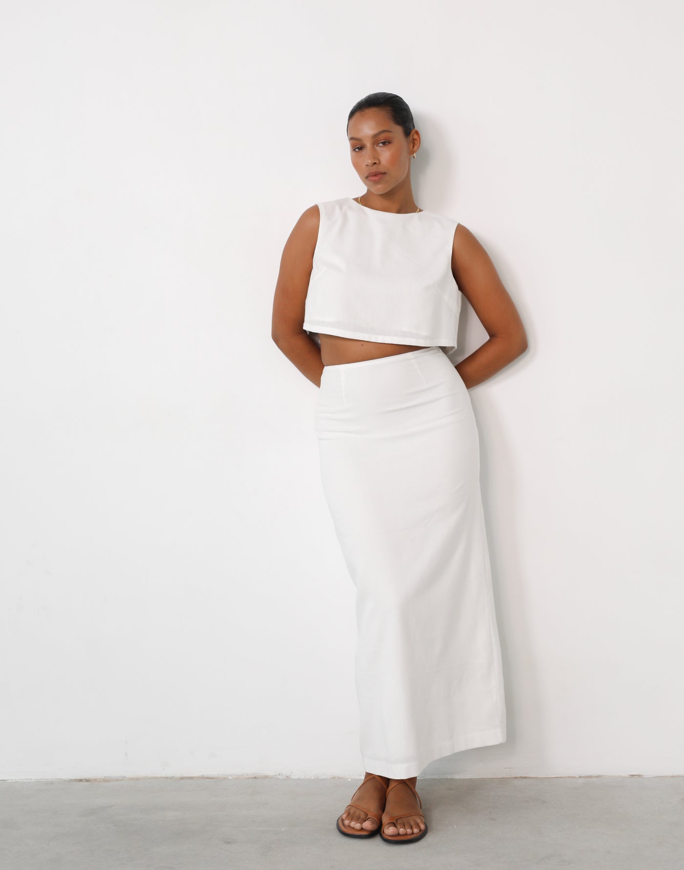 Sincerity Linen Maxi Skirt (White) - White Linen Maxi Skirt - Women's Skirt - Charcoal Clothing