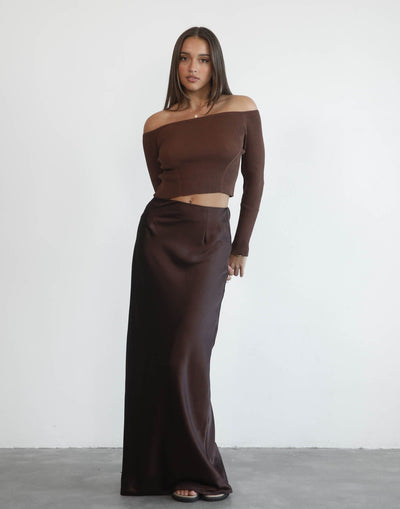 Adriel Long Sleeve Top (Brown) - Brown Long Sleeve Top - Women's Tops - Charcoal Clothing
