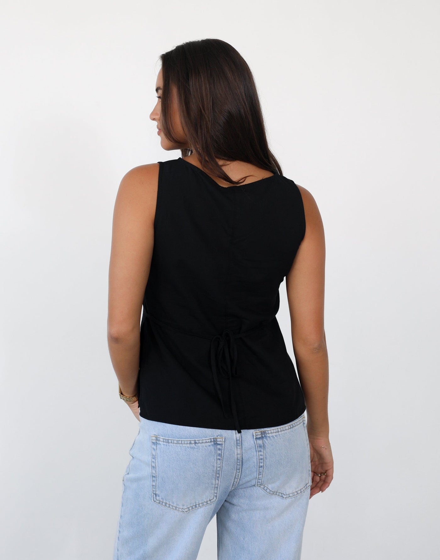Lestari Top (Black) - Linen Blend Top - Women's Top - Charcoal Clothing