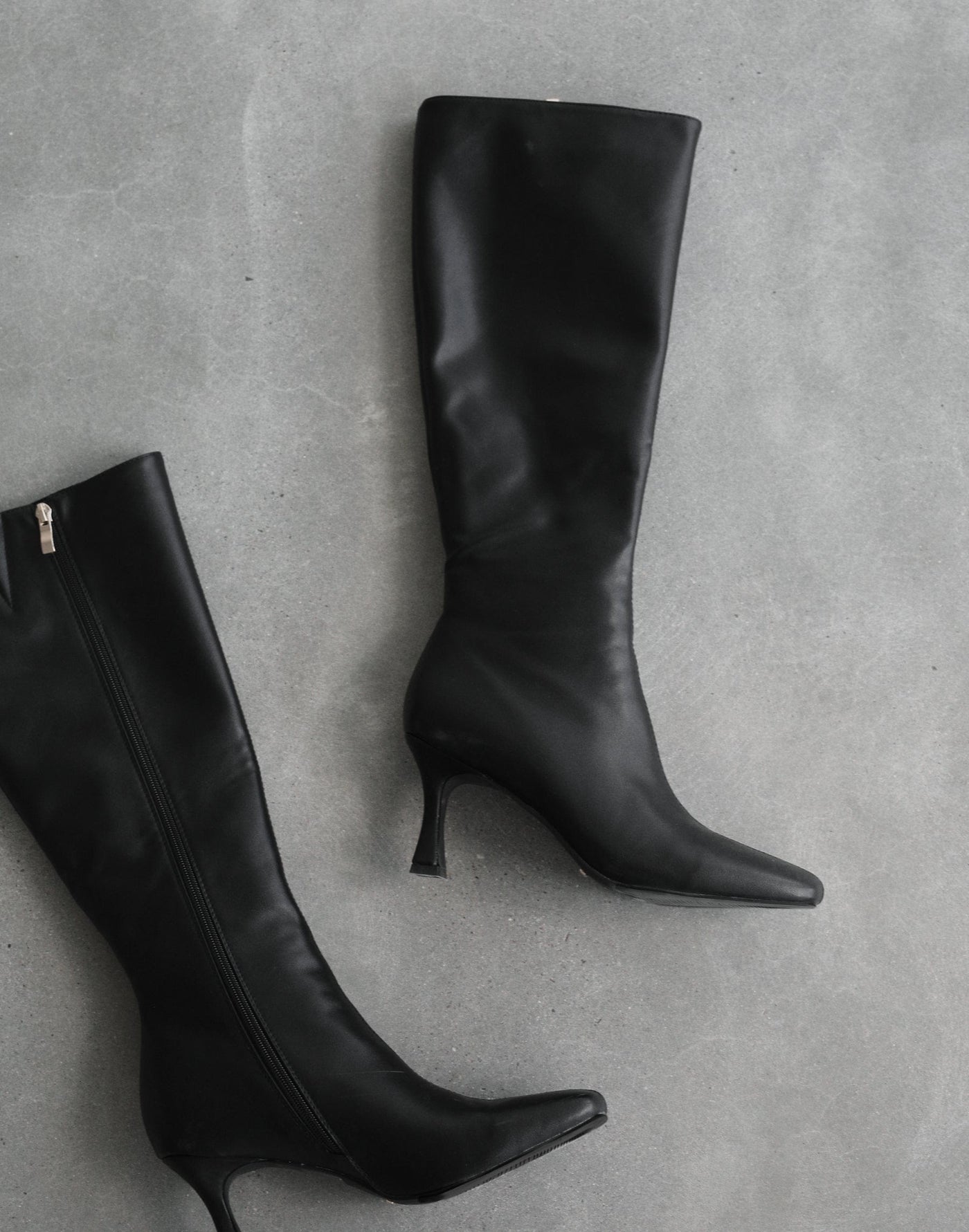 Corbin Long Boots (Black) - Black Stiletto Long Boot - Women's Shoes - Charcoal Clothing