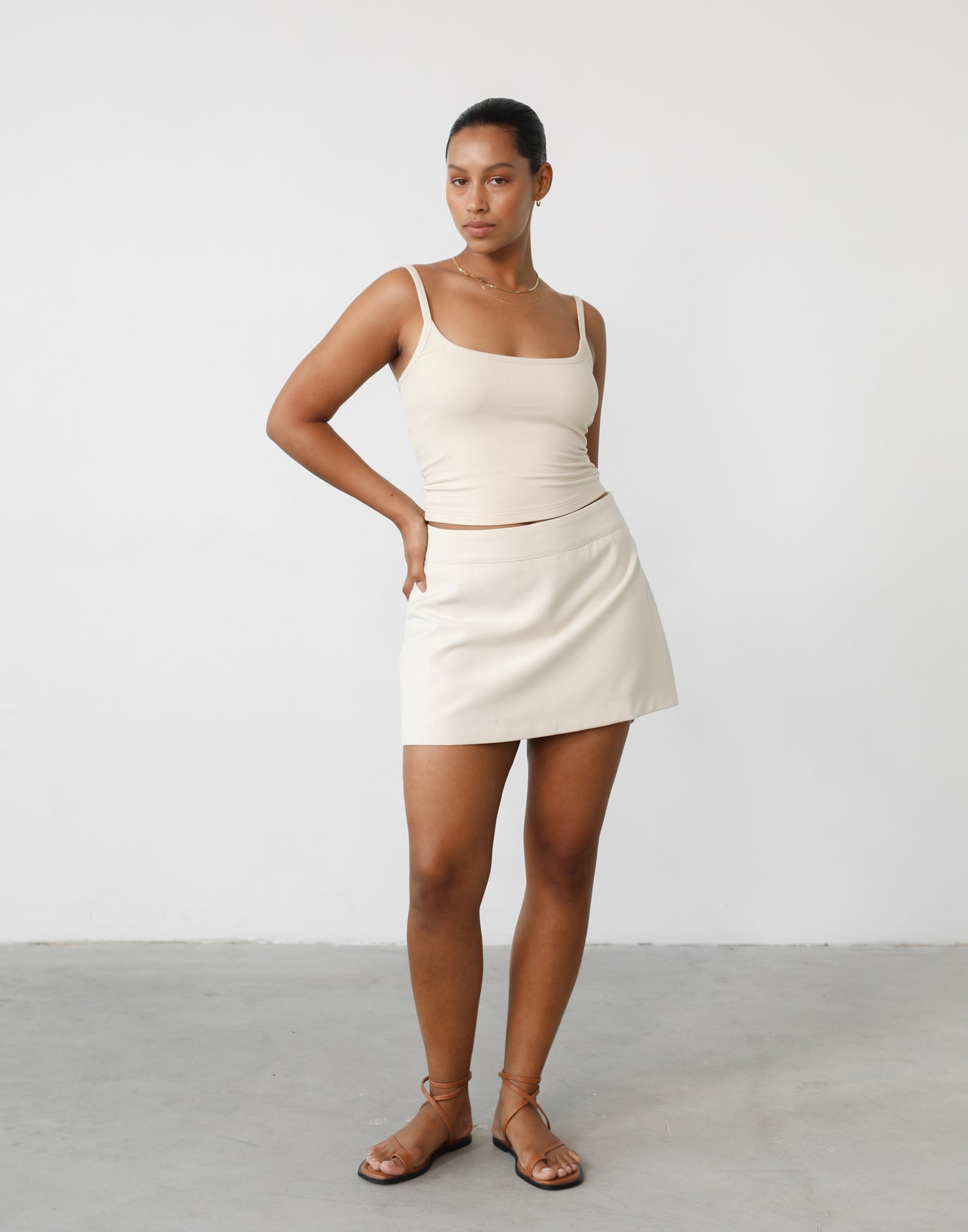 Ashwood Mini Skirt (Oat) - Oat Mini Skirt - Women's Skirt - Charcoal Clothing