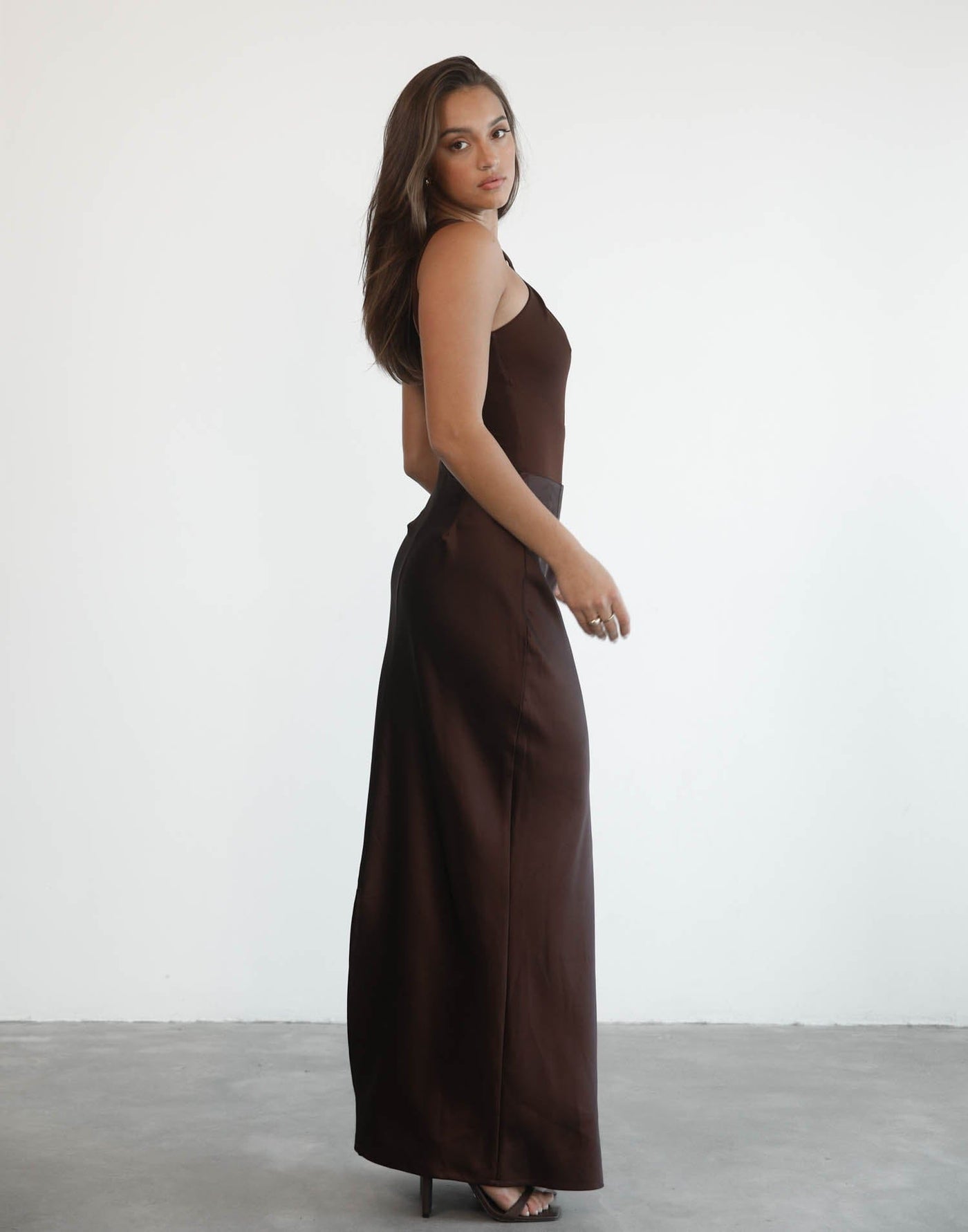Sincerity Maxi Skirt (Cocoa) - Brown Silky Maxi Skirt - Women's Skirt - Charcoal Clothing