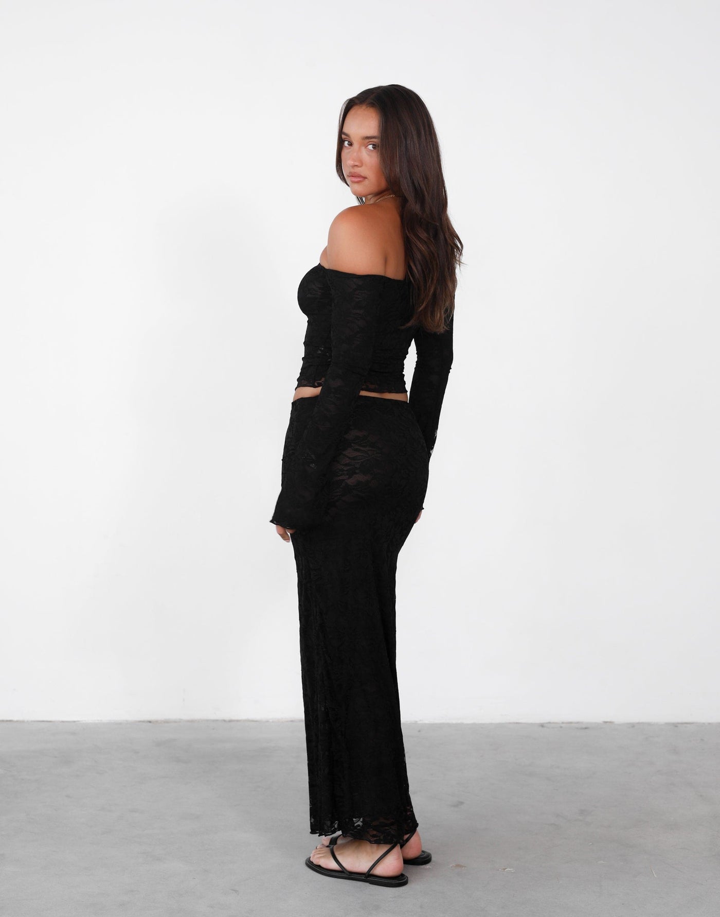 Florence Maxi Skirt (Black) - Sheer Black Lace Maxi Skirt - Women's Skirt - Charcoal Clothing