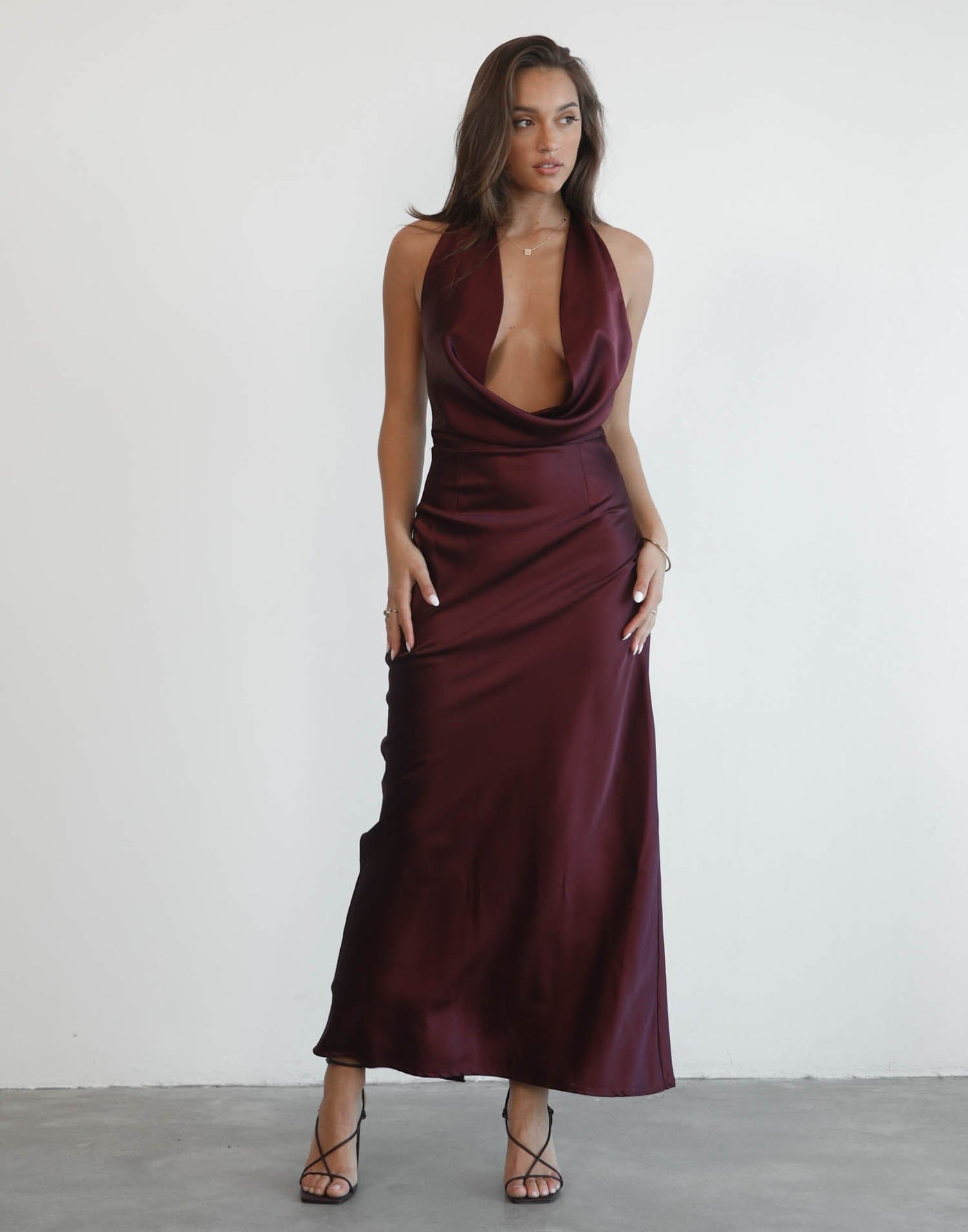 Zoya Maxi Dress (Plum) - Cowl Neck Maxi Dress - Women's Dress - Charcoal Clothing