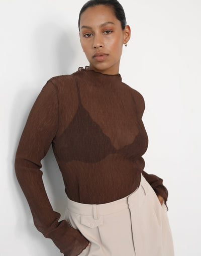Vista Long Sleeve (Brown) - Brown Long Sleeve Top - Women's Top - Charcoal Clothing
