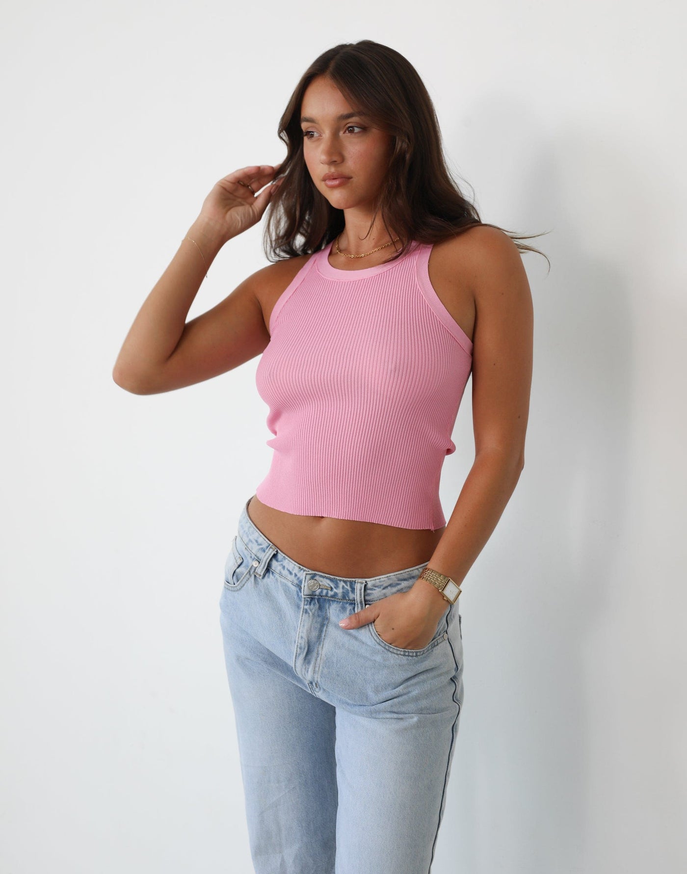 Cassidy Tank Top (Pink) | Ribbed Singlet Tank Top - Women's Top - Charcoal Clothing