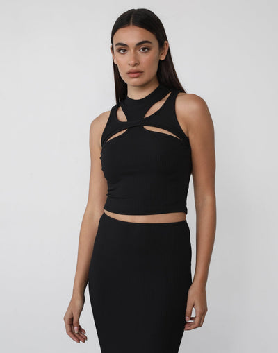 Inferno Top (Black) - Black Cut Out Top - Women's Tops - Charcoal Clothing