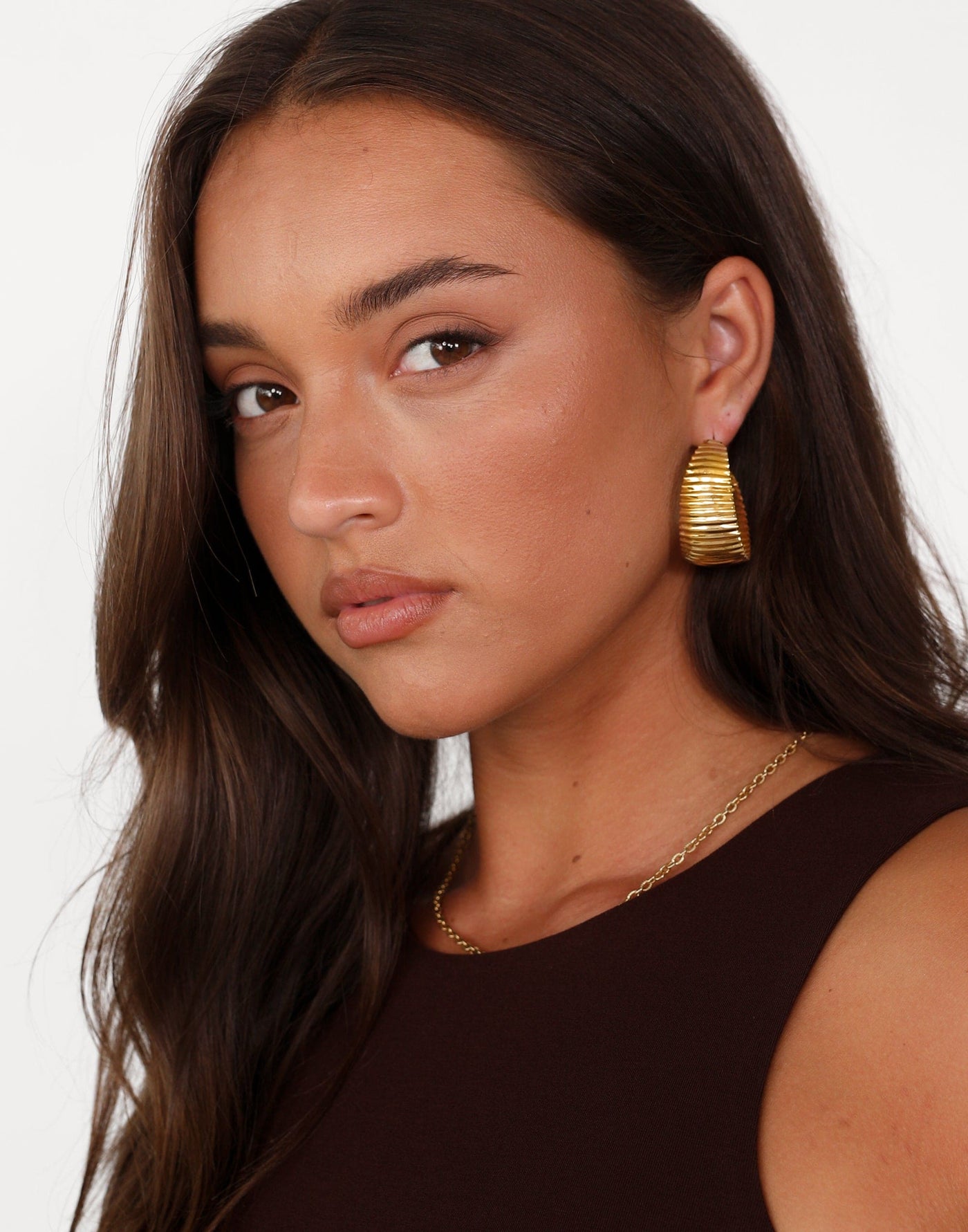 Noya Earrings (Gold) | Textured Hammock Style Earrings - Women's Accessories - Charcoal Clothing