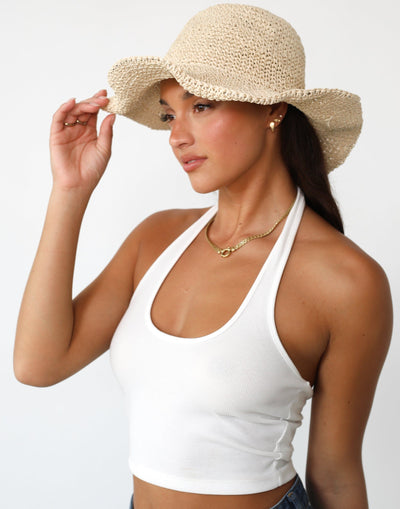 Cove Straw Hat (Sand) - Woven Bucket Hat - Women's Accessories - Charcoal Clothing