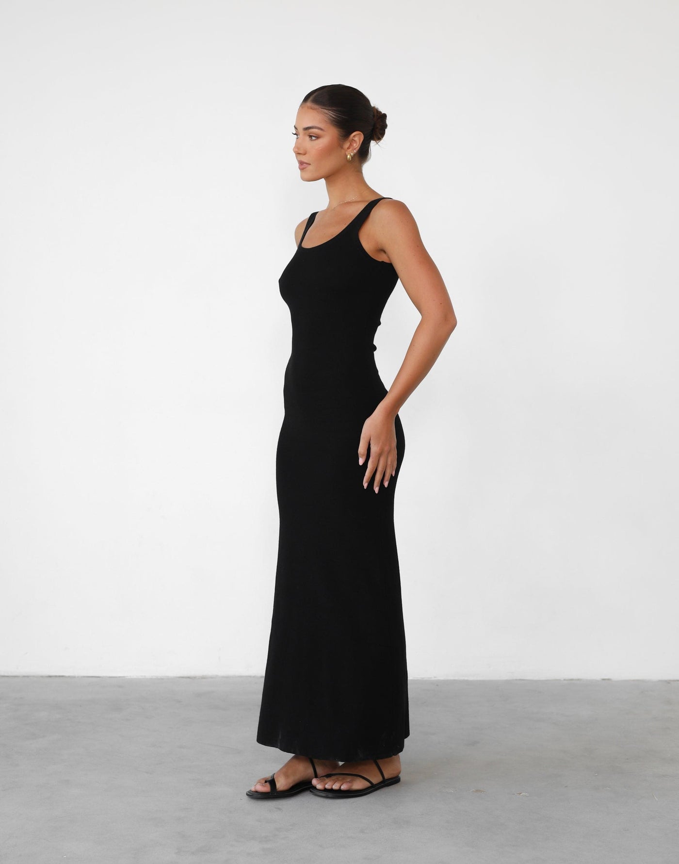 Enver Maxi Dress (Black) - Bodycon Basic Knit Maxi Dress - Women's Dress - Charcoal Clothing