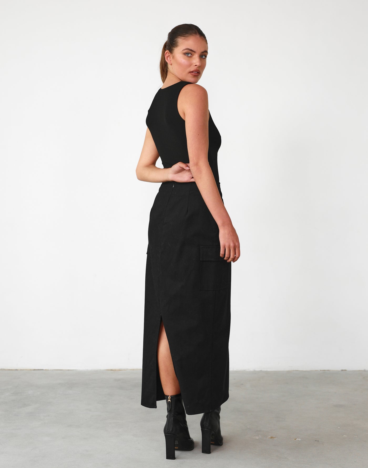 Kimmy Bodysuit (Black) - Cut Out Sleeveless Bodysuit - Women's Top - Charcoal Clothing