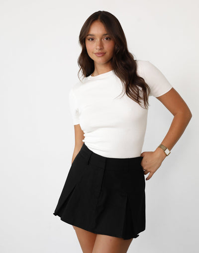 Alivina Top (White) - Basic White Ribbed Top - Women's Top - Charcoal Clothing