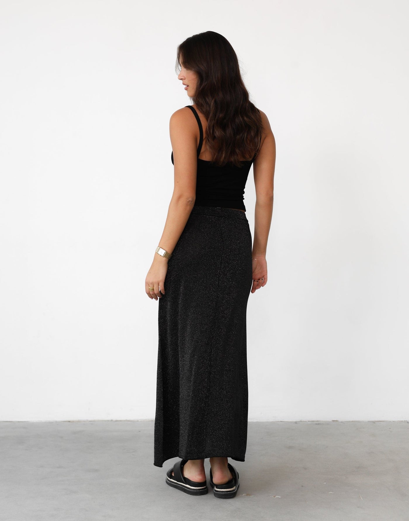 Zerah Maxi Skirt (Black) | Glitter Maxi Skirt - Women's Skirt - Charcoal Clothing