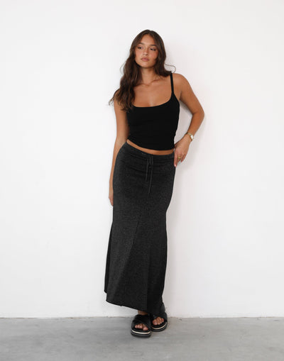 Zerah Maxi Skirt (Black) | Glitter Maxi Skirt - Women's Skirt - Charcoal Clothing