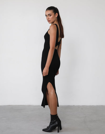 Belma Midi Dress (Black) - Black Midi Dress - Women's Dress - Charcoal Clothing
