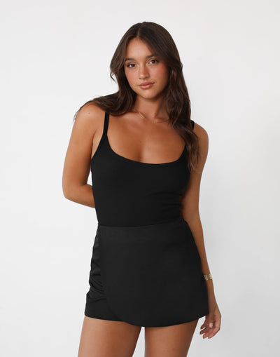 Lykah Skort (Black) | Layered Look Skort - Women's Skirt - Charcoal Clothing