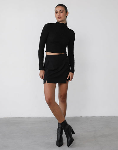 Jax Long Sleeve Top (Black) - Black Long Sleeve Top - Women's Top - Charcoal Clothing