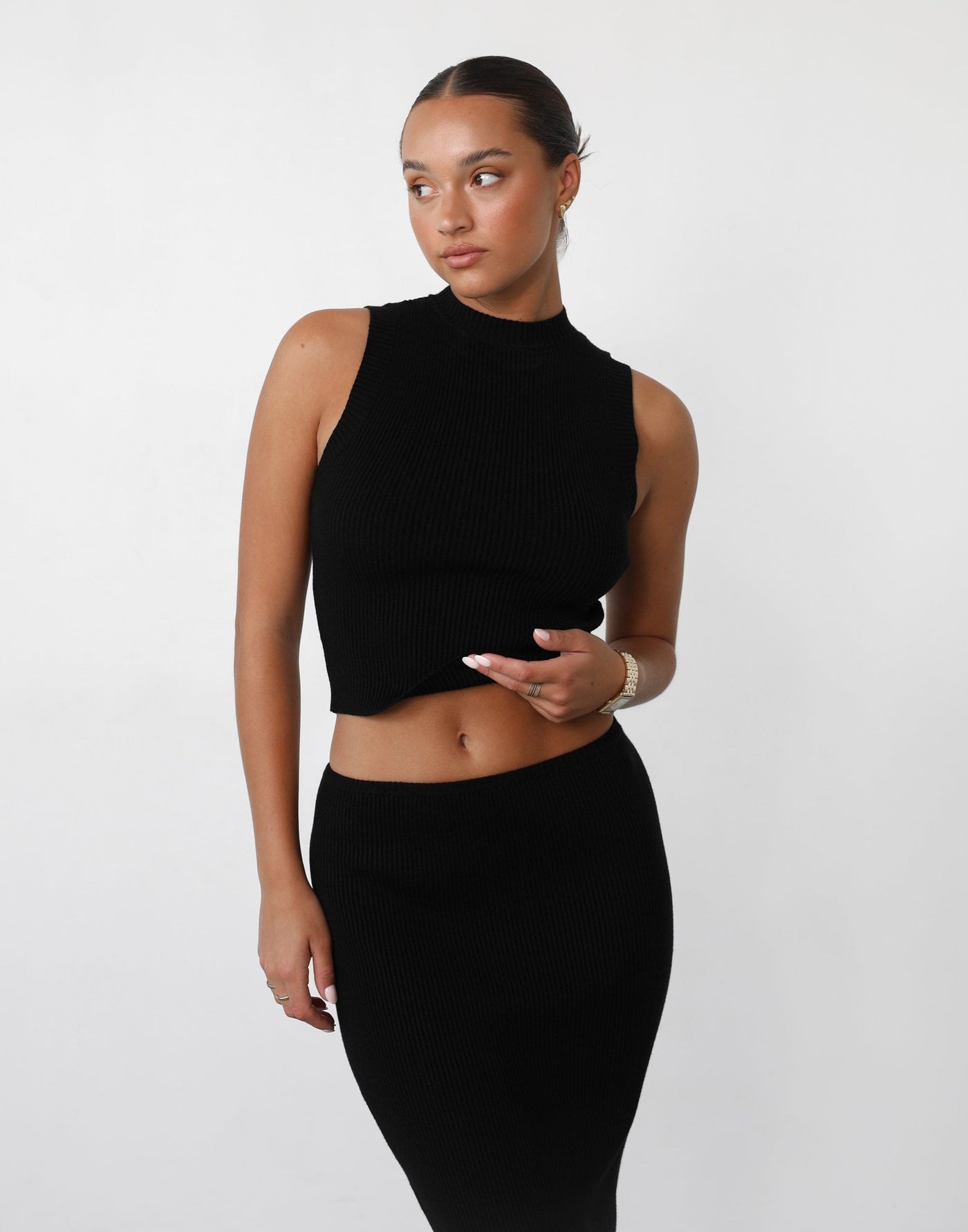 Nate Knit Maxi Skirt (Black) - Knitted Maxi Skirt - Women's Skirt - Charcoal Clothing