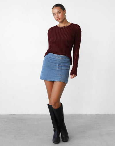 Ruby Long Sleeve Top (Plum) - Long Sleeve Knit Top - Women's Top - Charcoal Clothing