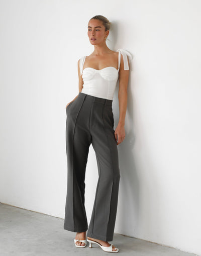 Colden Pants (Brown) - High Waisted Business Pant - Women's Pants - Charcoal Clothing