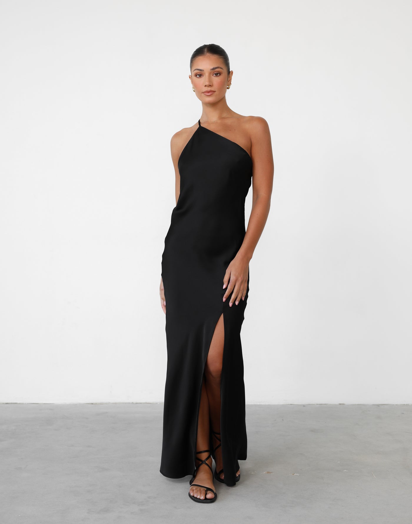 Alexandra Maxi Dress (Black) - Black One Shoulder Maxi Dress - Women's Dress - Charcoal Clothing