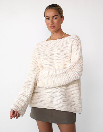 Everton Sweater (Cream) - Cream Knitted Sweater - Women's Outerwear - Charcoal Clothing