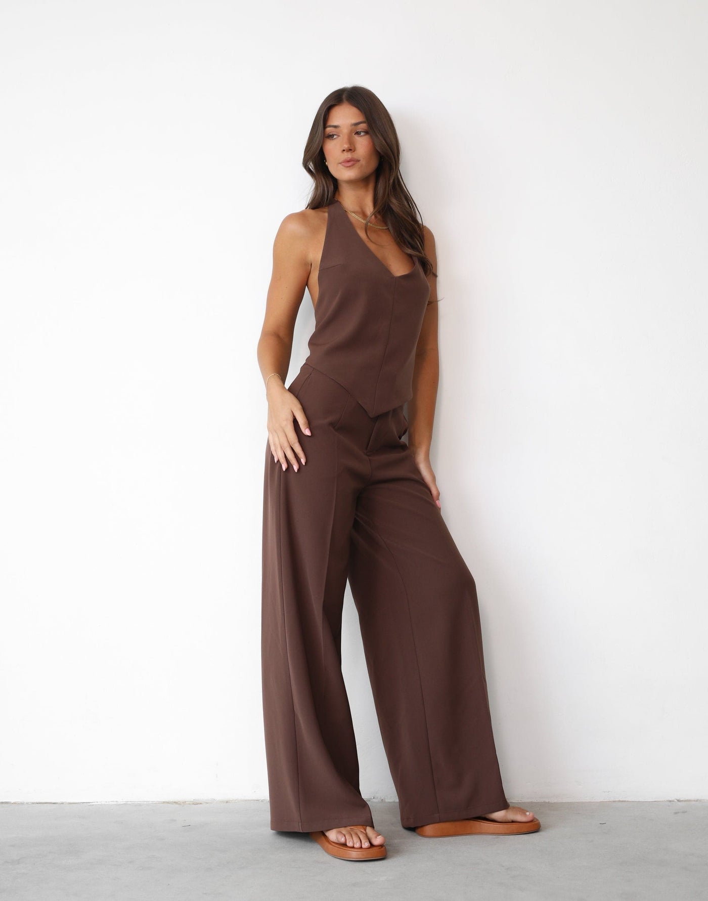 Grace Pants (Cocoa) | Charcoal Clothing Exclusive - High Waisted Belt Loops Pants - Women's Pants - Charcoal Clothing