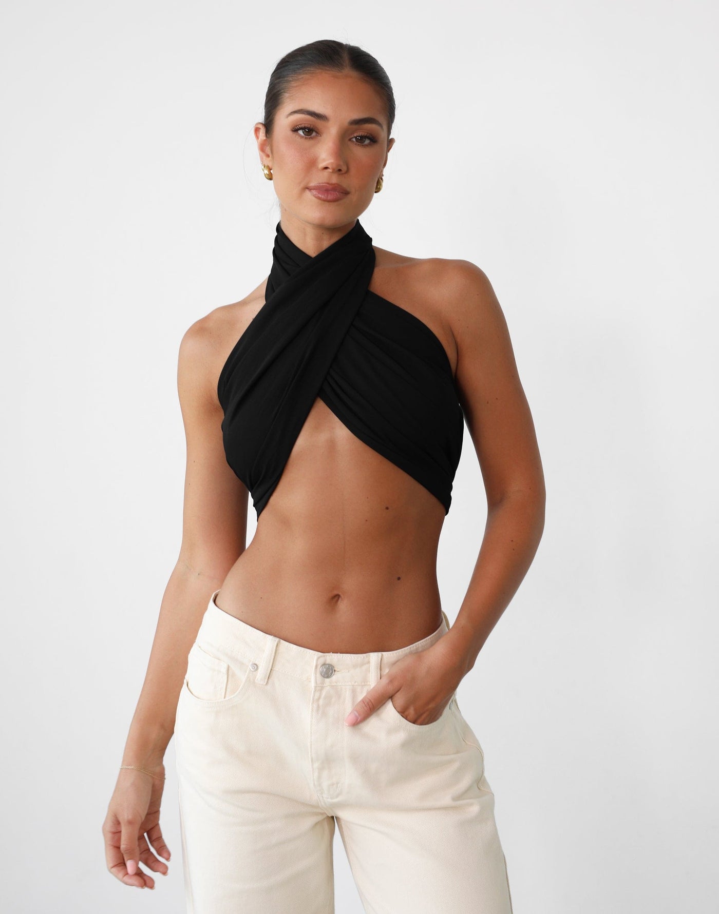 Eleanor Scarf (Black) - Loose Tie Scarf Accessory - Women's Accessories - Charcoal Clothing