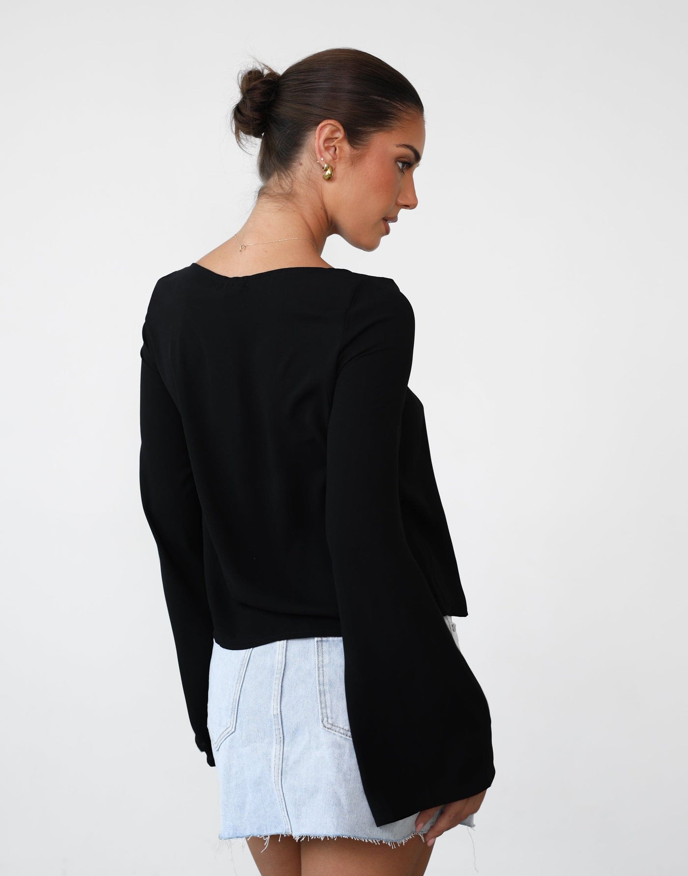 Tahiti Long Sleeve Top (Black) - Open Front Long Sleeve Top - Women's Top - Charcoal Clothing