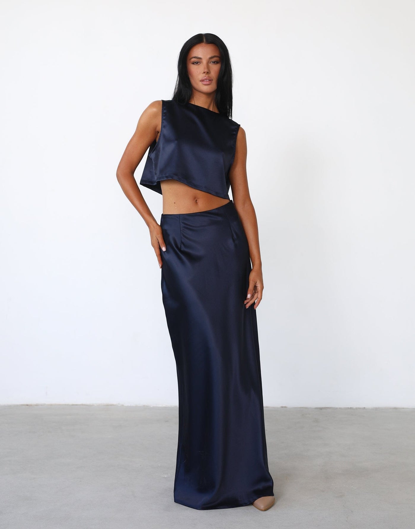 HotSquash Luxury Roll Top Maxi Skirt, Inky Navy at John Lewis & Partners