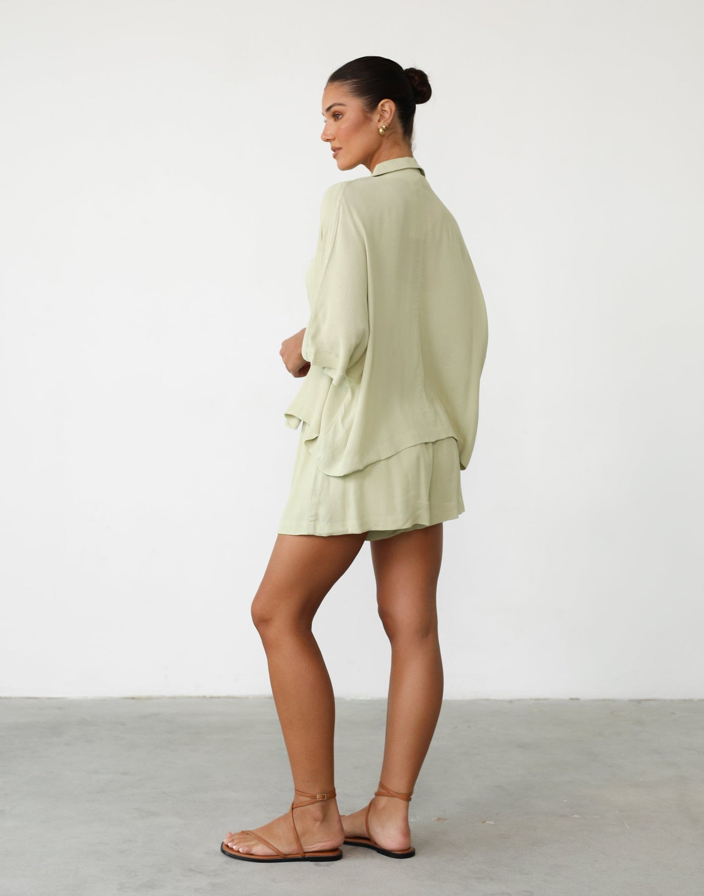 Divya Shorts (Pistachio) | Relaxed Fit Pistachio Green Shorts - Women's Shorts - Charcoal Clothing