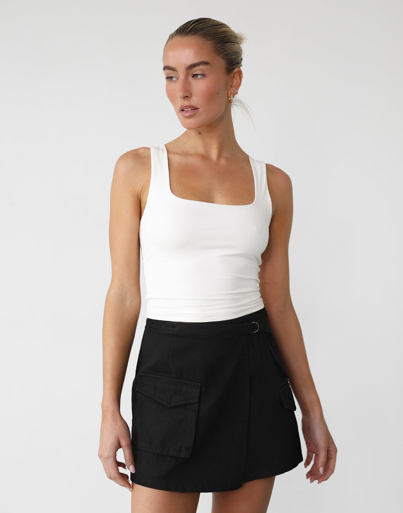 Scottie Mini Skirt (Black) - Cargo Wrap Around Mini Skirt - Women's Skirt - Charcoal Clothing