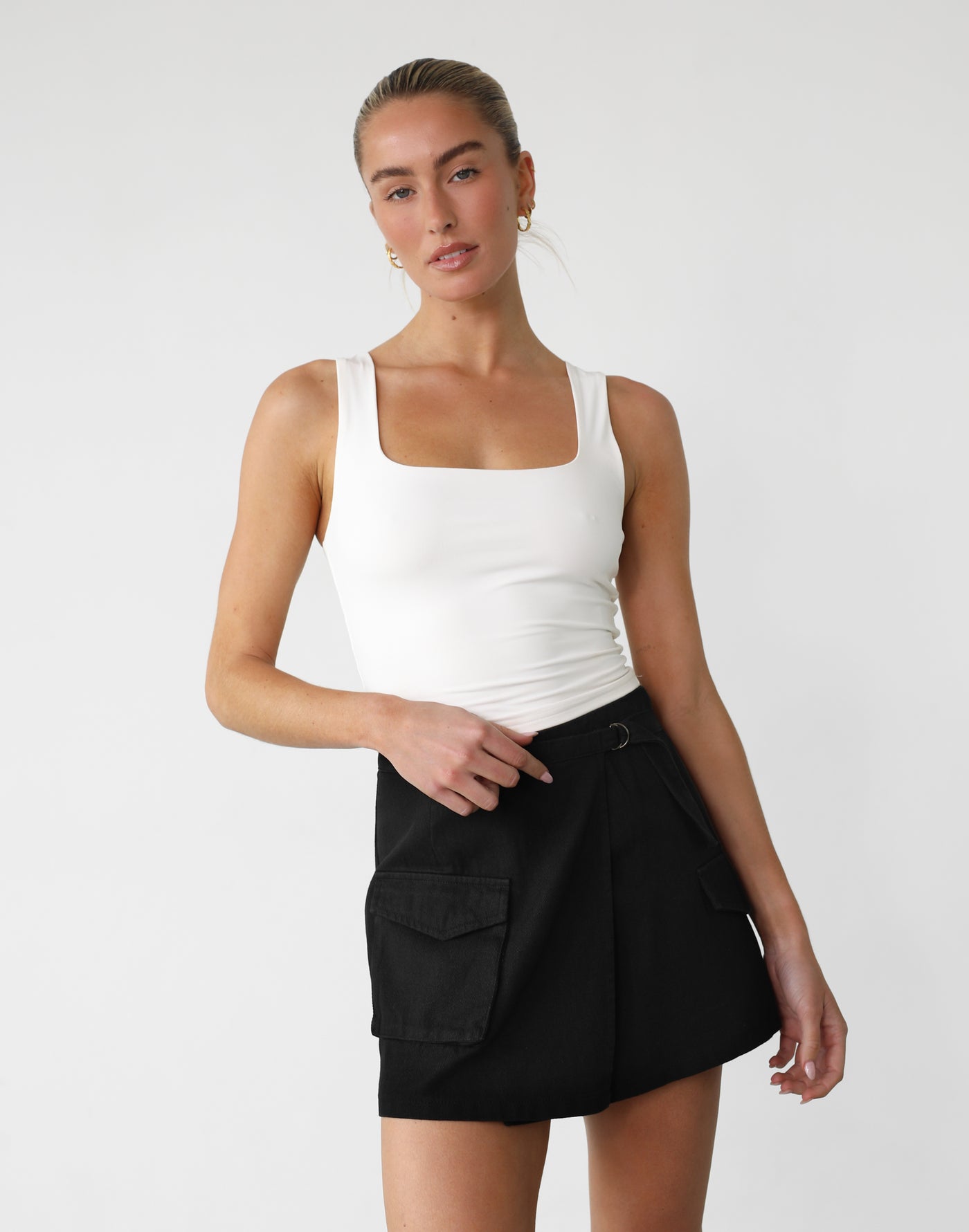 Scottie Mini Skirt (Black) - Cargo Wrap Around Mini Skirt - Women's Skirt - Charcoal Clothing
