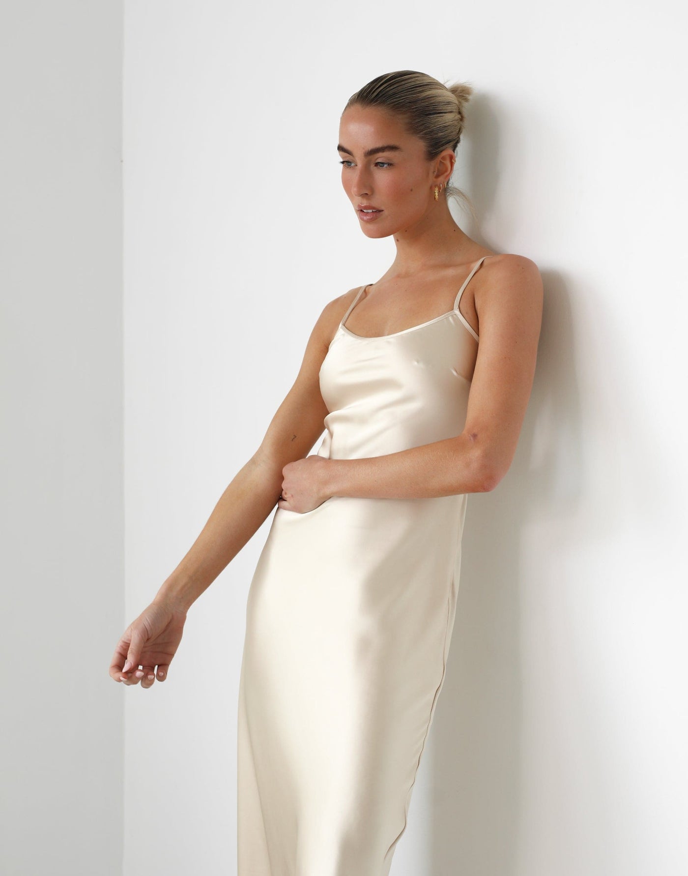 Martha Maxi Dress (Sandstone) - Adjustable Strap Slip Dress - Women's Dress - Charcoal Clothing
