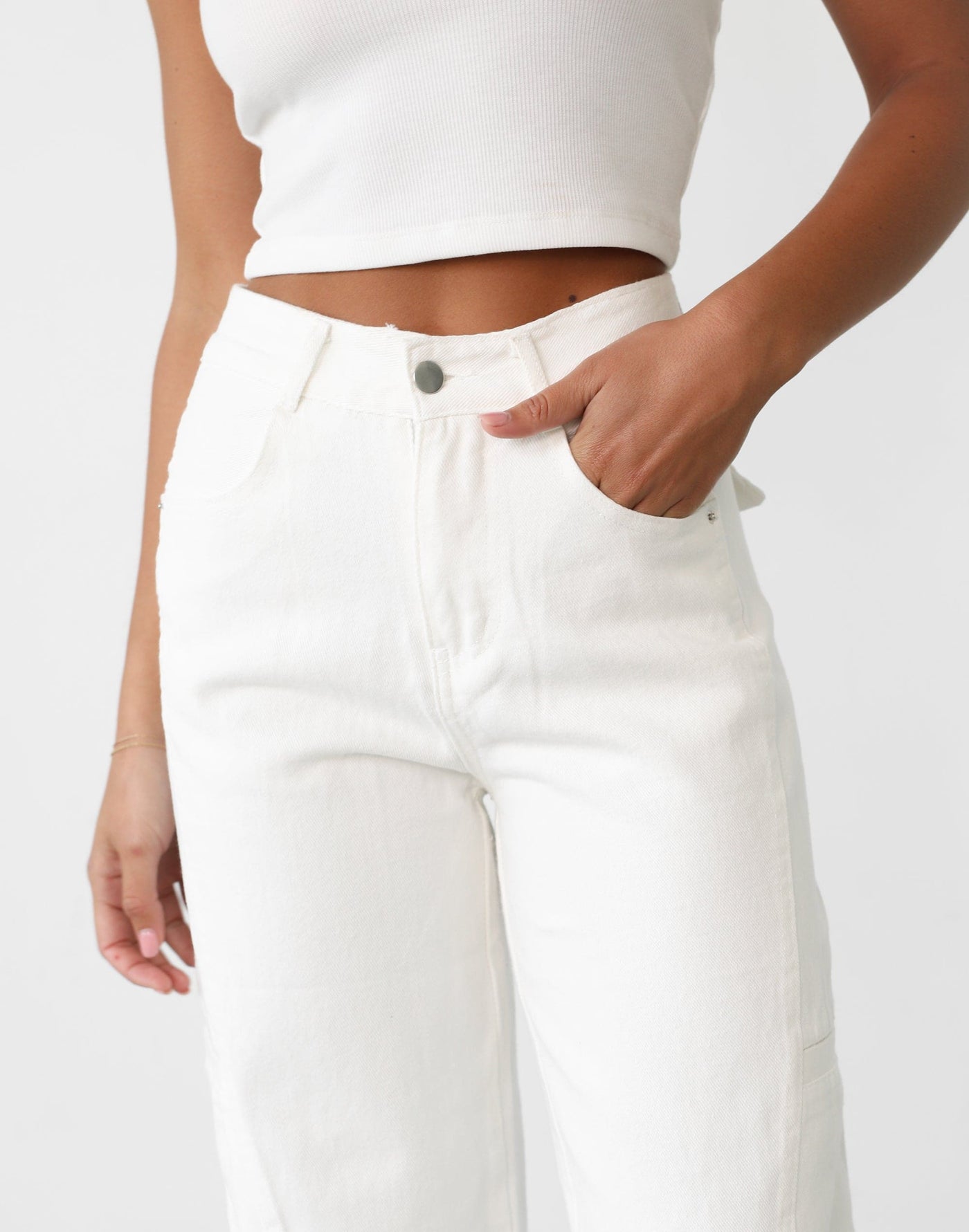 Kasra Jeans (White Denim) | Panelled Denim Jeans – CHARCOAL