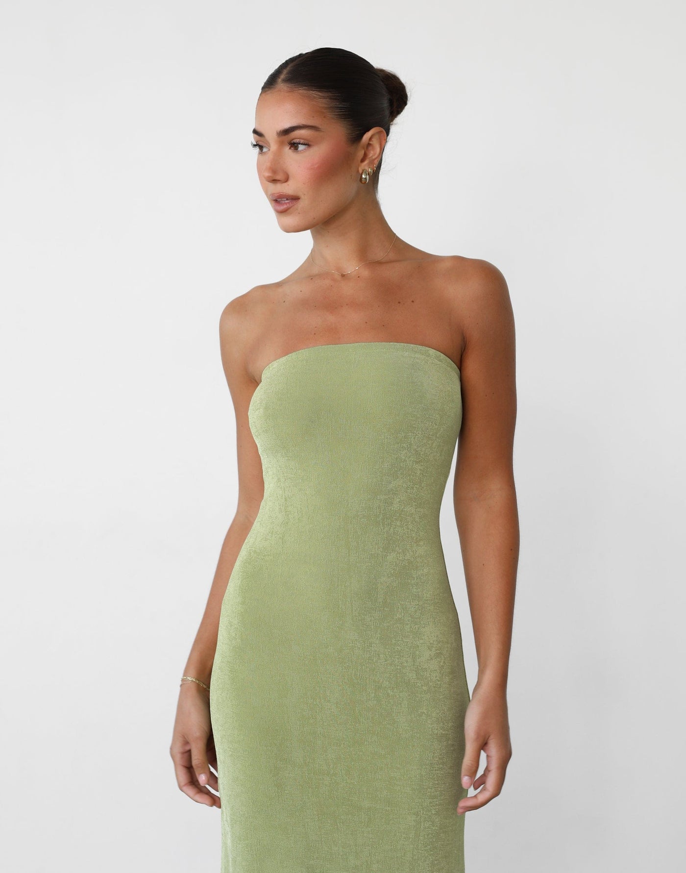 Abelle Maxi Dress (Lime) - Strapless Tube Flowy Maxi Dress - Women's Dress - Charcoal Clothing