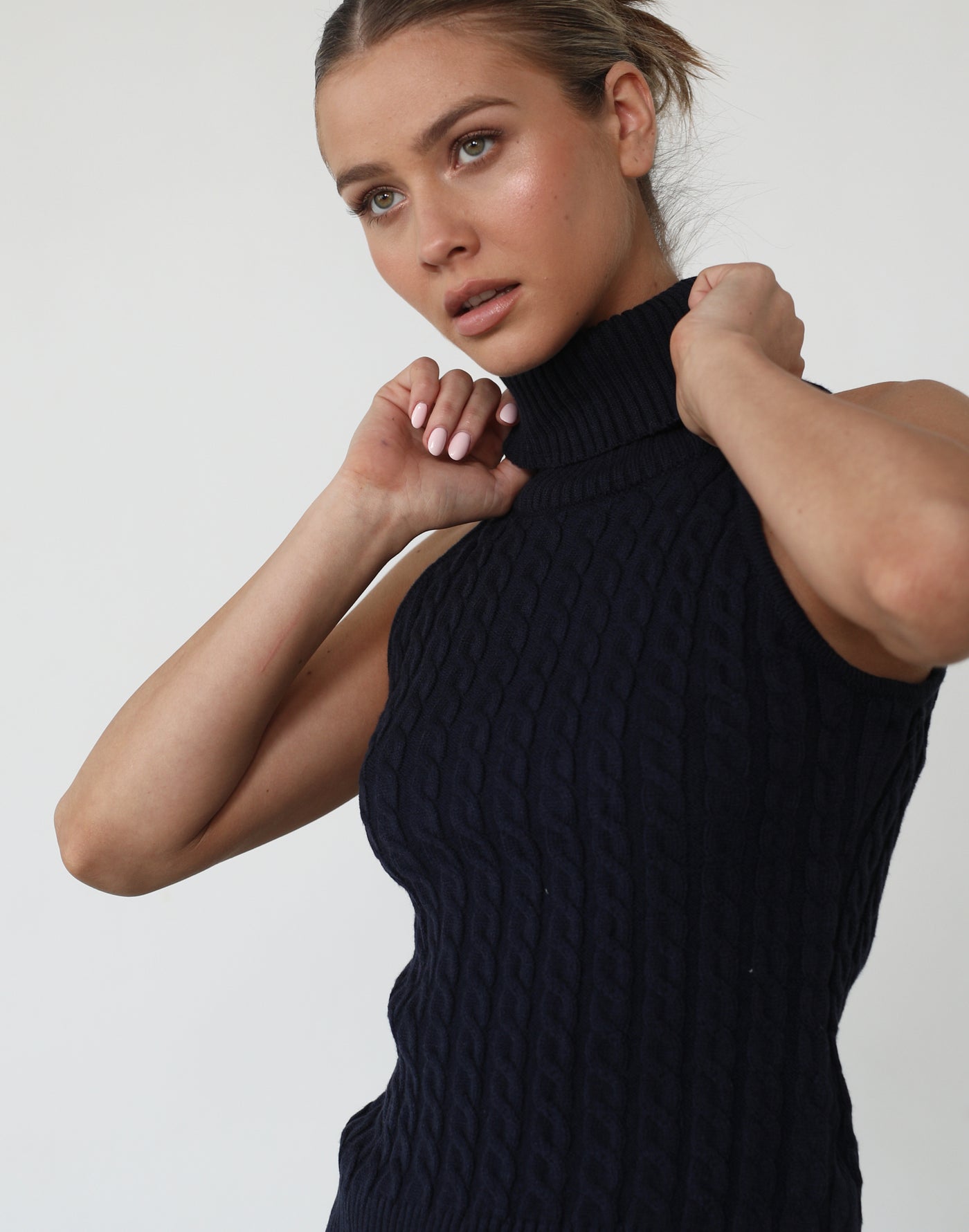Hanni Knit Top (Navy) - Turtle neck Knit Top - Women's Tops - Charcoal Clothing