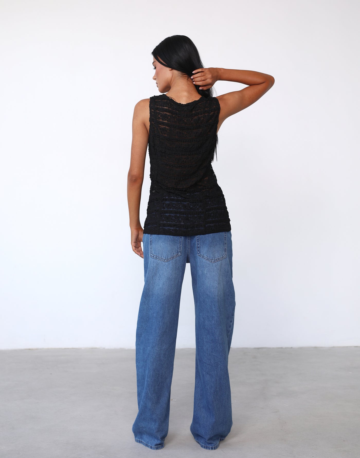 Olsen Vest (Onyx) - By Lioness - Sheer Black Lace Top - Women's Tops - Charcoal Clothing