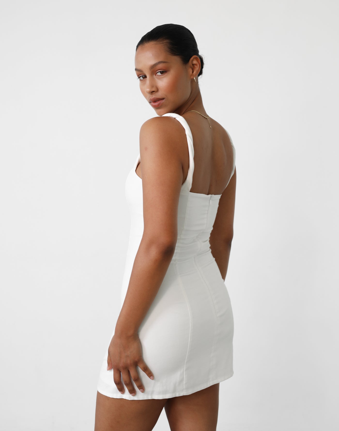 Bacalar Mini Dress (White) - White Mini Dress - Women's Dress - Charcoal Clothing