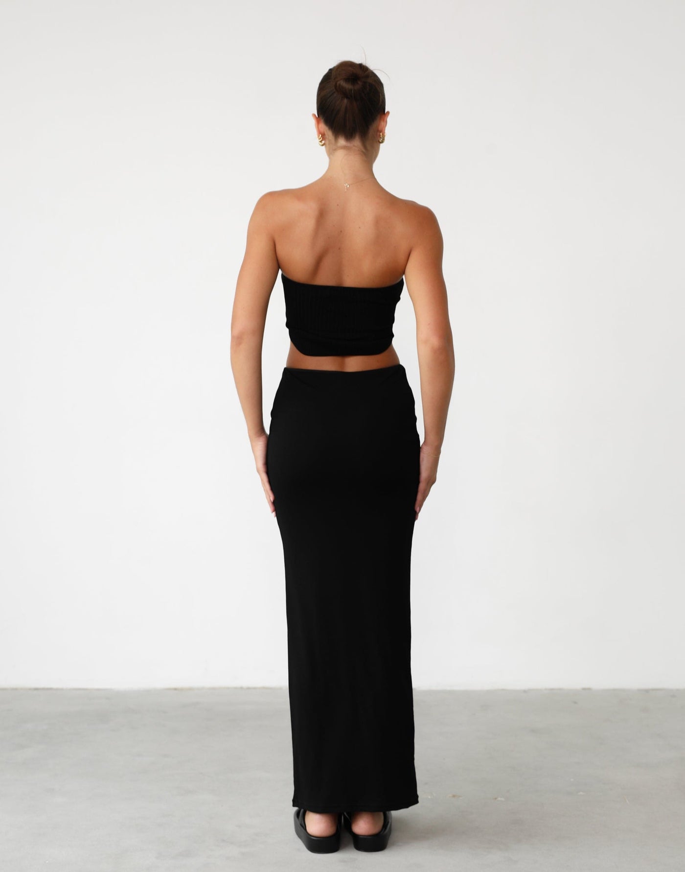 Adara Top (Black) - Black Strapless Crop Top - Women's Top - Charcoal Clothing